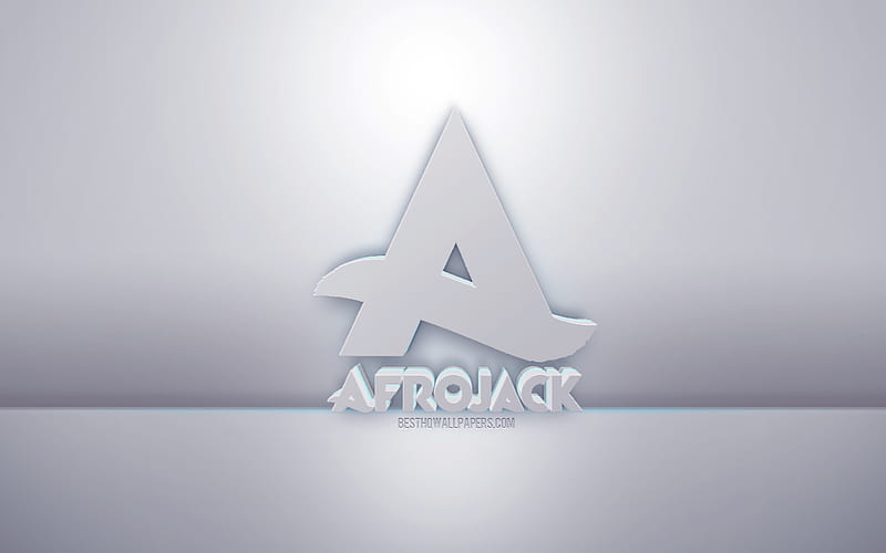 Afrojack 3d white logo, gray background, Afrojack logo, creative 3d art, Afrojack, 3d emblem, HD wallpaper