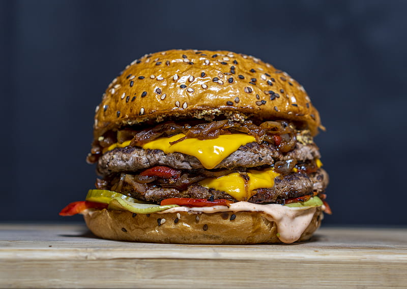 double patty cheeseburger, HD wallpaper