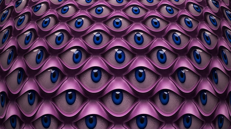 The Eyes Are Watching, eyeball, purple, eyes, abstract, lid, blue, HD wallpaper