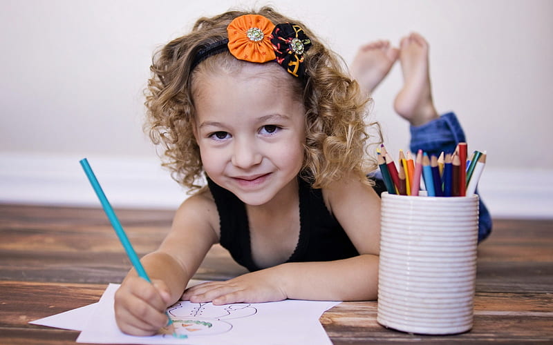 *** Joy in painting ***, girl, people, painting, smile, child, HD wallpaper