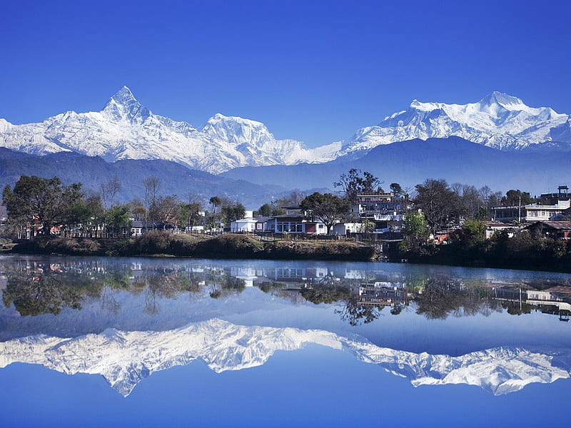 Himalaya Mountain Lake Reflecation, HD wallpaper