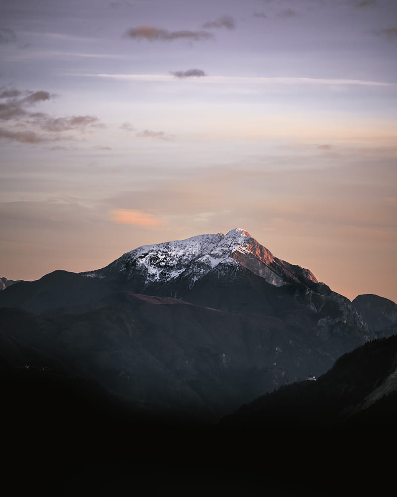 mountain, peak, dusk, landscape, HD phone wallpaper