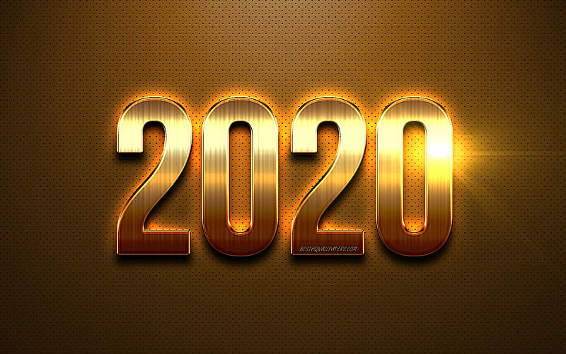 2020 New Year, golden letters, Happy New Year 2020, golden 2020 background, creative art, 2020 concepts, HD wallpaper