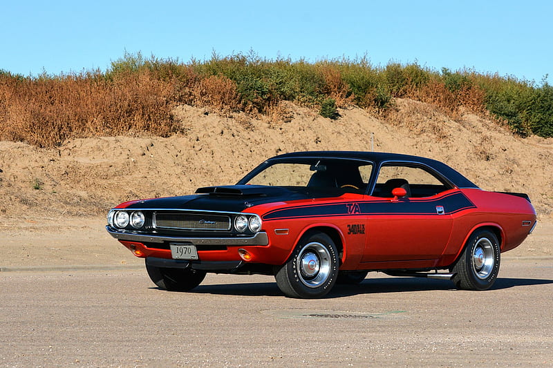1970 Dodge Challenger T/A 340 Six Pack, carros, red, 1970, challenger, HD wallpaper