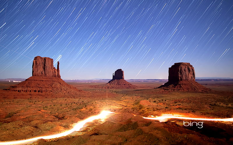 Still of tim lapsed night sky and lights in Monument Valley Navajo Tribal Park Utah, tim, Still, of, HD wallpaper