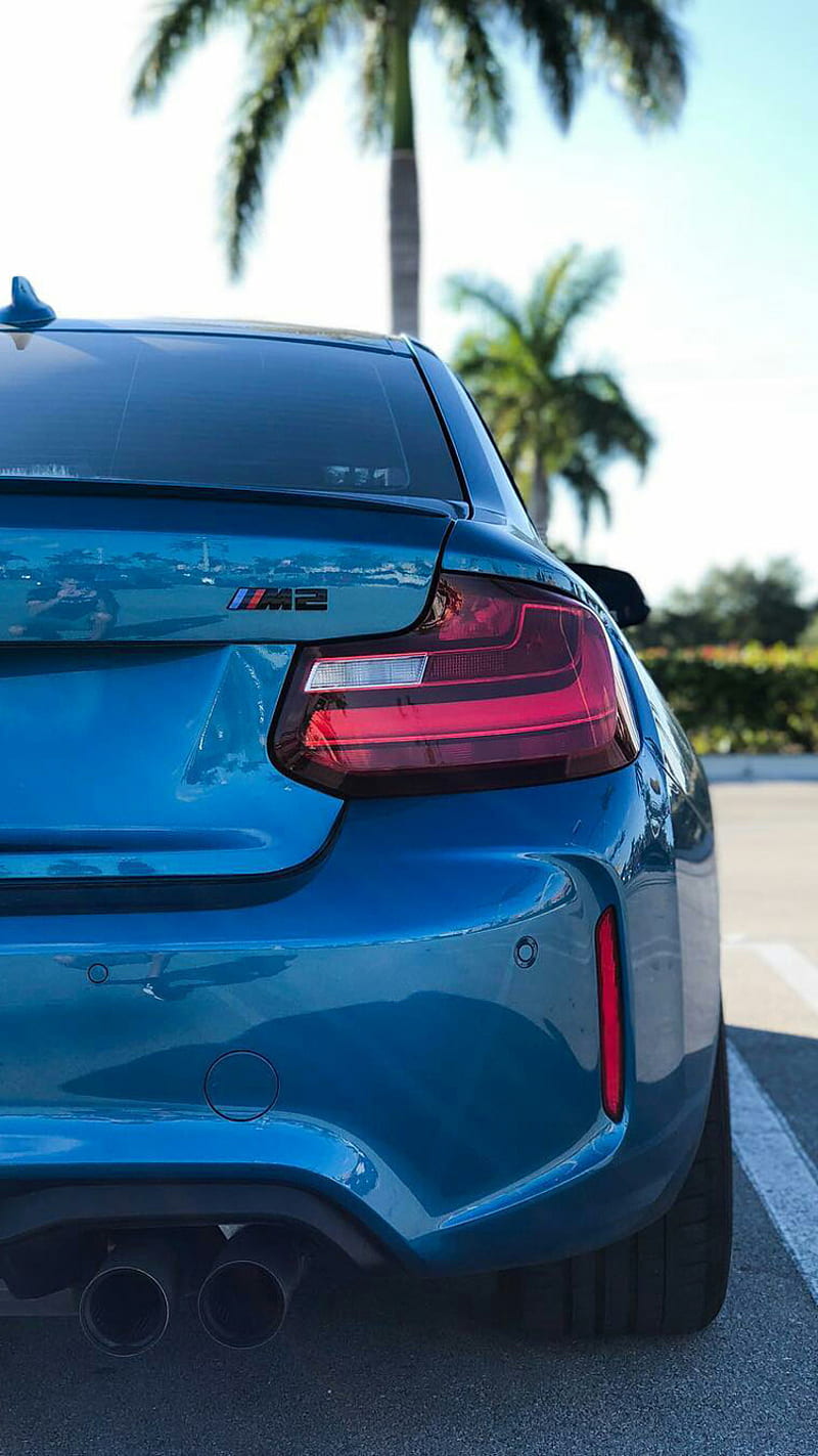 BMW M2, blue, bmw, car, coupe, m power, m2, rear view, vehicle, HD phone wallpaper