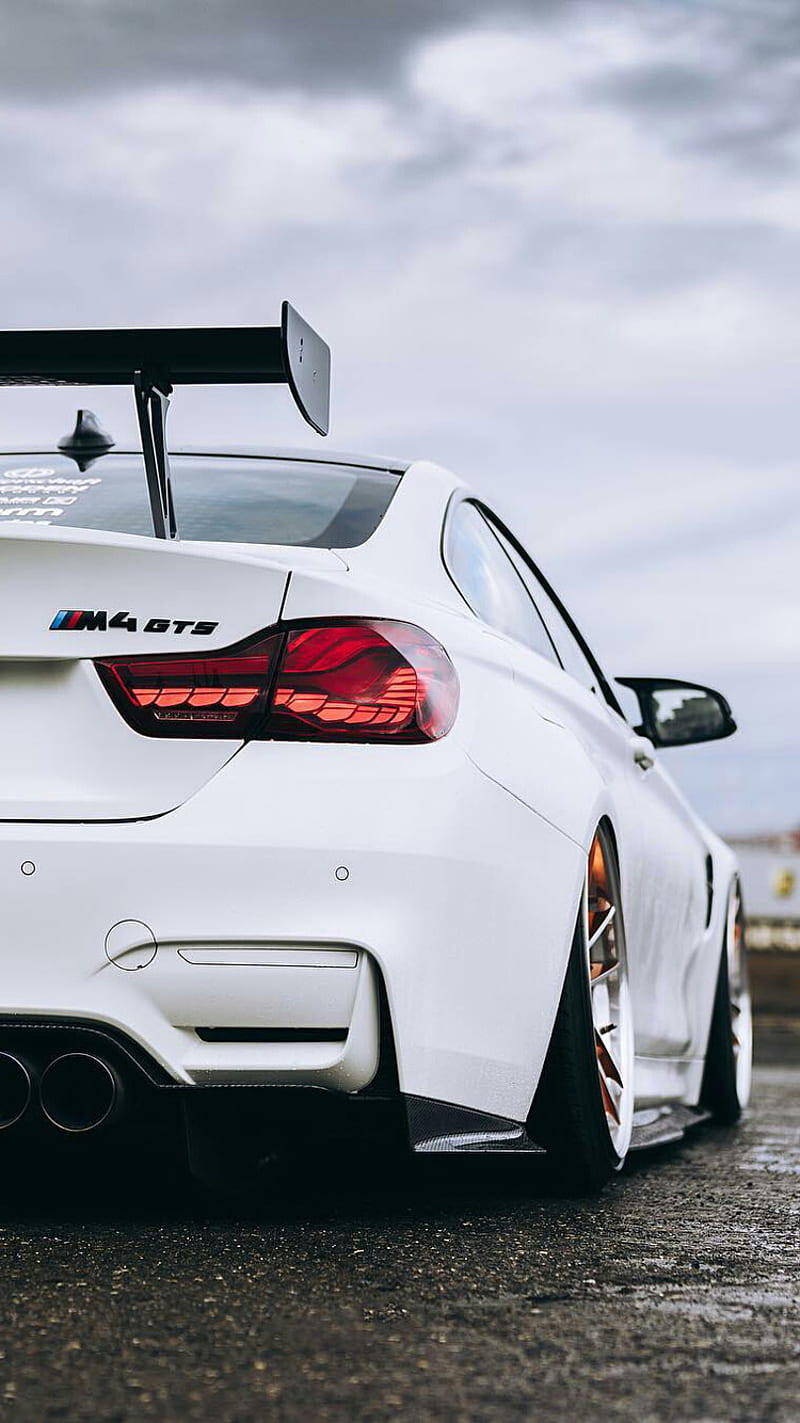 BMW M4 GTS, bmw, car, coupe, gts, m4, rear view, tuning, vehicle, white, HD phone wallpaper