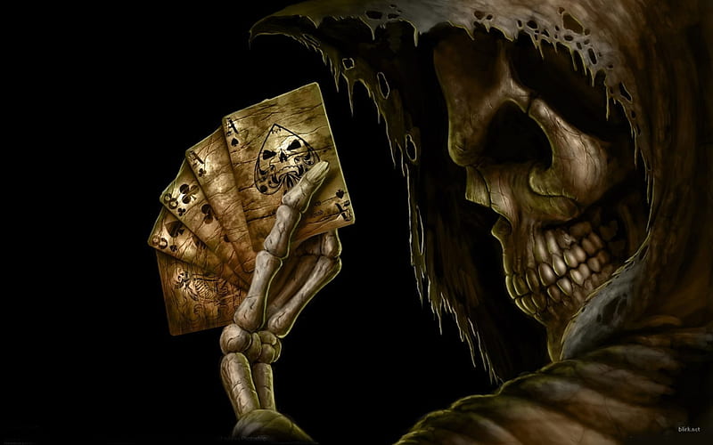 Death, 3d, cards, dark, graphic, ace, play, HD wallpaper