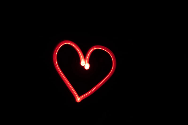 heart, love, neon, red, HD wallpaper