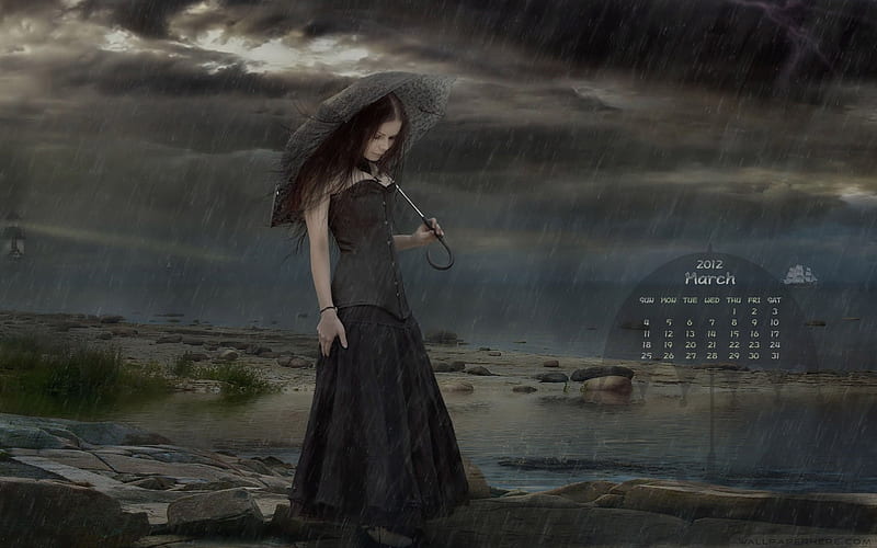 Lonely-March 2012 calendar themes, HD wallpaper