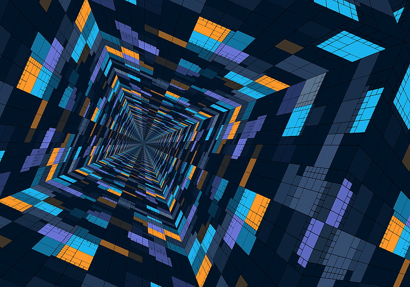infinite hole, geometric, squares, perspective, Abstract, HD wallpaper