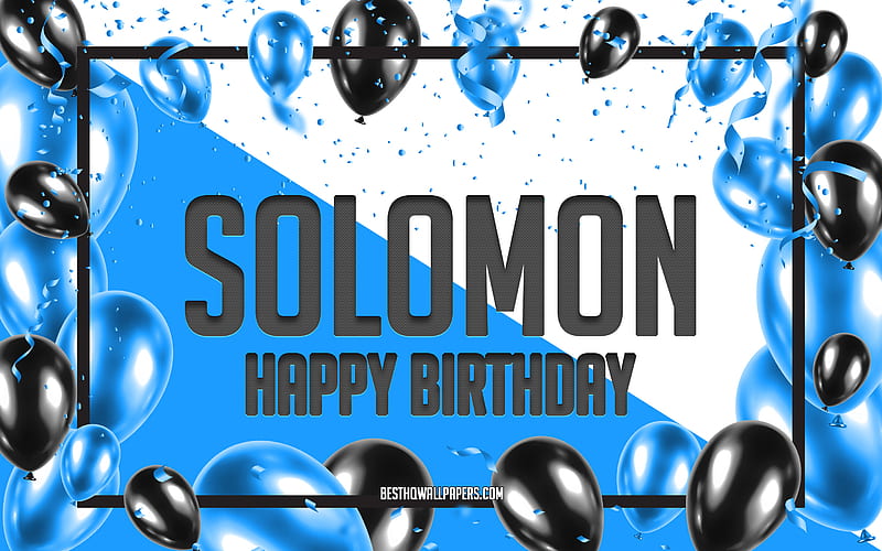Happy Birtay Solomon, Birtay Balloons Background, Solomon, with names, Solomon Happy Birtay, Blue Balloons Birtay Background, greeting card, Solomon Birtay, HD wallpaper