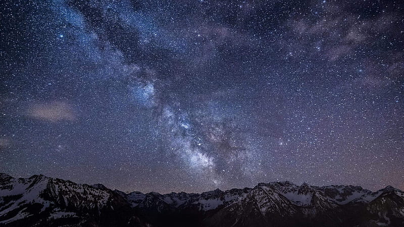 milky, mountain, night, sky, stars, HD wallpaper