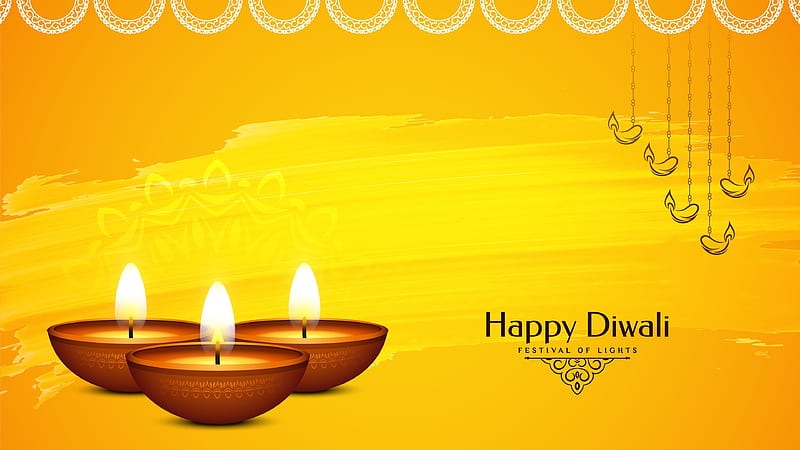 Happy Diwali Festival Of Lights In Yellow Background Diwali, HD wallpaper |  Peakpx