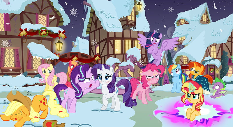 My Little Pony, My Little Pony: Friendship is Magic, Starlight Glimmer , Rarity (My Little Pony) , Twilight Sparkle , Pinkie Pie , Rainbow Dash , Applejack (My Little Pony) , Sunset Shimmer , Spike (My Little Pony) , Fluttershy (My Little Pony) , Big Macintosh , Sunburst (My Little Pony), HD wallpaper