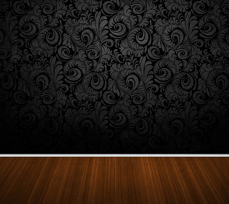 Black Pattern Wall 1, black, floor, hardwood, pattern, room, wall, wood, HD wallpaper