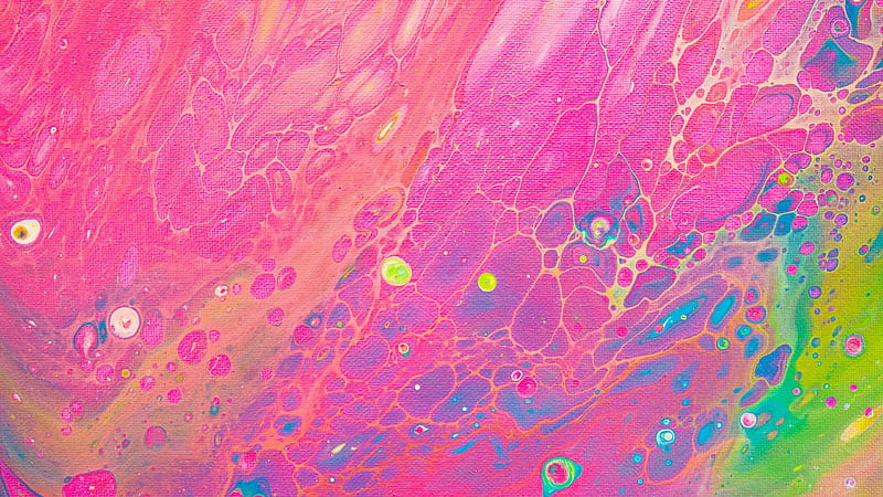 Pink Green Blue Liquid Paint Stains Abstract, HD wallpaper