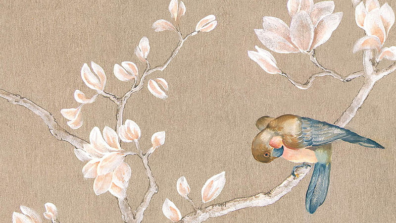 Blue Brown Paint Art Chinoiserie Chinoiserie, HD wallpaper