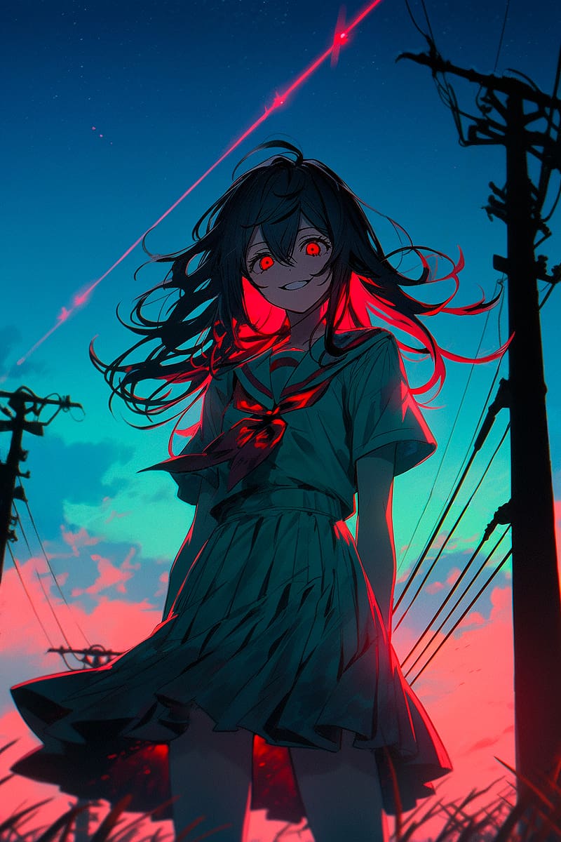 Anime School Girl Red Eye 4K Wallpaper iPhone HD Phone #260h