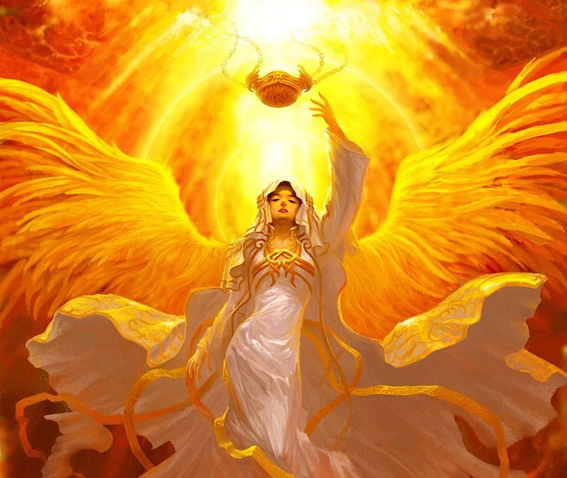 The Solar Disaster, sun, wings, girl, angel, light, HD wallpaper
