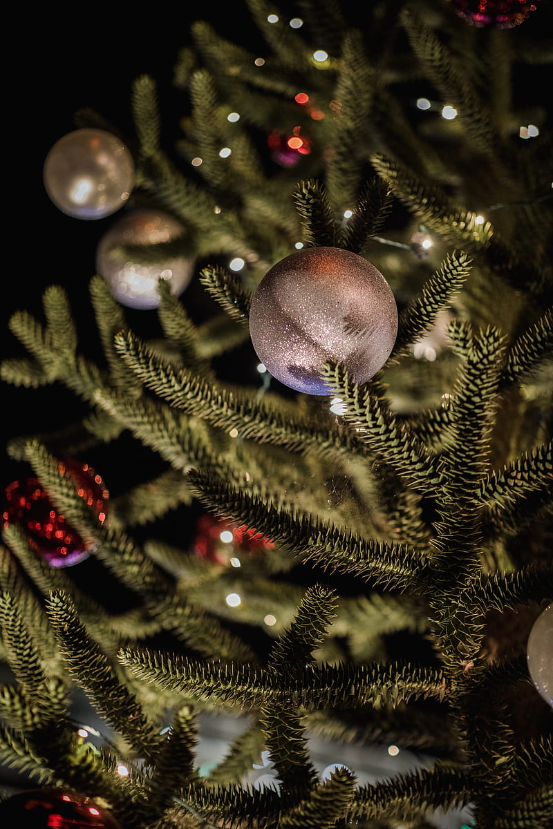 tree, balls, decoration, new year, HD phone wallpaper