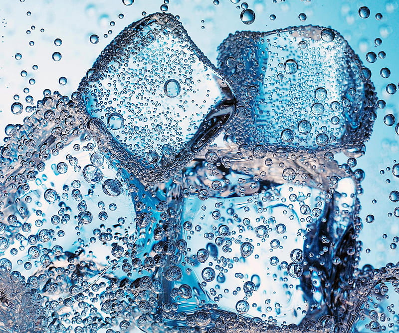 Ices, blue, bubbles, cold, liquor, rain, water, water drops, HD wallpaper