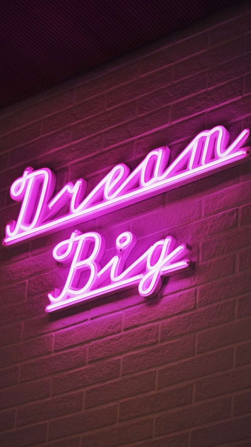 Letters, Dream Big, neon light, HD phone wallpaper