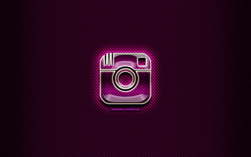 Instagram glass logo, purple background, artwork, brands, Instagram logo, creative, Instagram for with resolution . High Quality, HD wallpaper