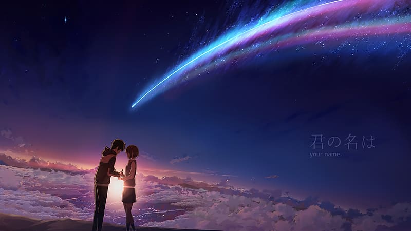 3240x1920 / comet, manga, black, sky, silhouette, girl, anime, miyuki  harada, star, blue, night - Coolwallpapers.me!