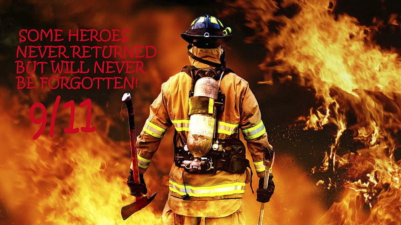 September 9 11, hero, fire, axe, firefighter, 911, HD wallpaper