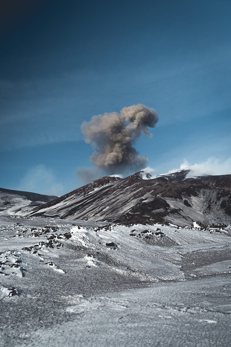 volcano, mountain, cloud, ash, HD phone wallpaper