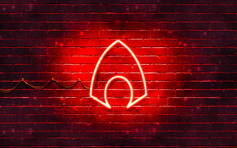 Aquaman Red Logo Red Brickwall Aquaman Logo Superheroes Aquaman Neon Logo Hd Wallpaper Peakpx