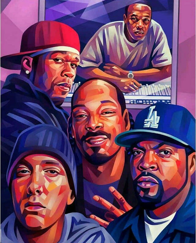 HipHop legends, 50 cent, drdre, eminem, hip hop legends, ice cube, snoop dogg, studio, HD phone wallpaper