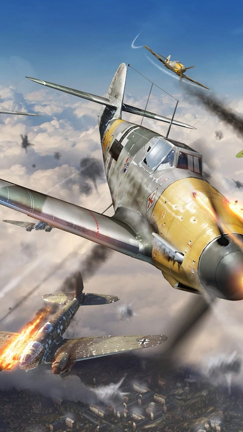Bf109 destroy a b-29, airplane, jets, pilot, guerra, HD phone wallpaper