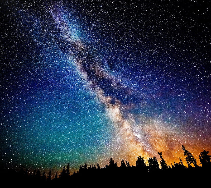 star bursting night, light, milky way, moon, space, world planet, HD wallpaper