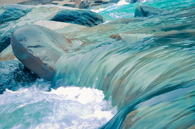 clear blue running water at daytime, HD wallpaper