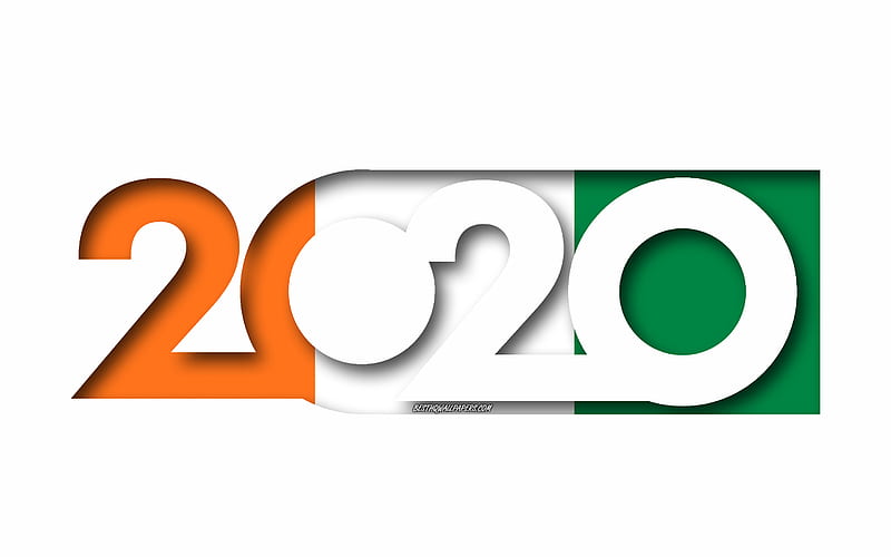 Cote dIvoire 2020, Flag of Cote dIvoire, white background, Cote dIvoire, 3d art, 2020 concepts, Cote dIvoire flag, 2020 New Year, 2020 Cote dIvoire flag, HD wallpaper