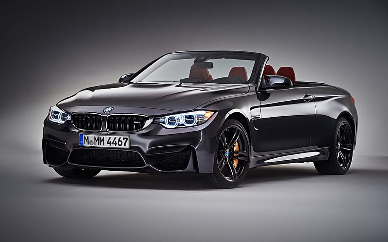 BMW M4, 2018 black cabriolet, new cars, convertible m4, German cars, HD wallpaper