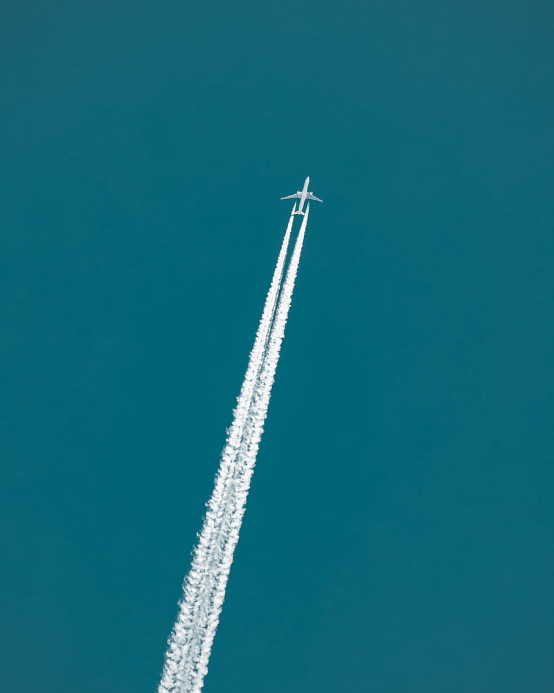 airplane, trail, jet stream, sky, HD phone wallpaper