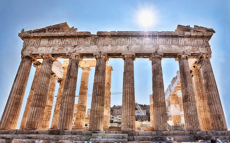 Parthenon, Athenian Acropolis, Temple, ruins, Ancient Greek temple, Athens, Greece, HD wallpaper