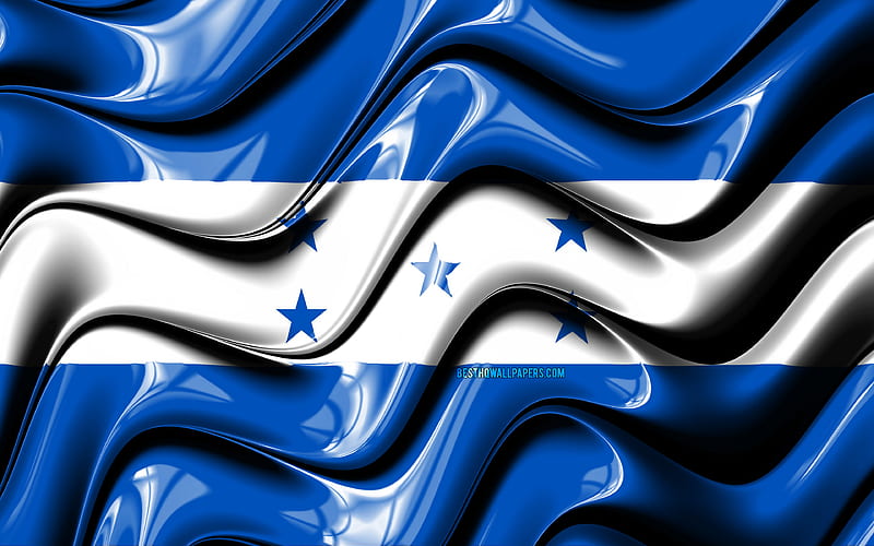 Honduran flag North America, 3D art, national symbols, Honduras 3D flag, art, Honduras, Flag of Honduras, HD wallpaper
