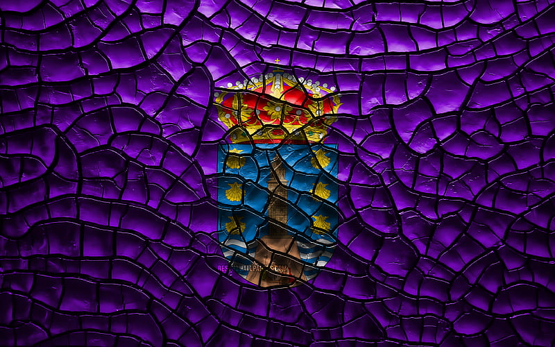 Flag of Corunna spanish provinces, cracked soil, Spain, Corunna flag, 3D art, Corunna, Provinces of Spain, administrative districts, Corunna 3D flag, Europe, HD wallpaper