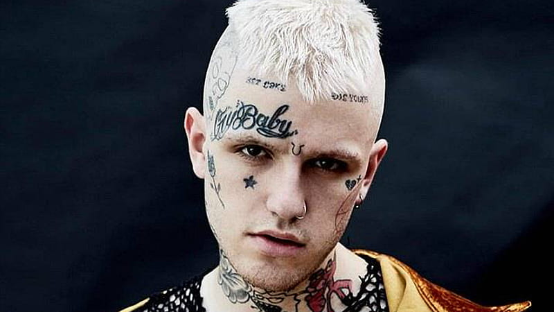 White Hair Lil Peep With Neck Face Tattoos Is Wearing Yellow Black Dress Lil  Peep, HD wallpaper | Peakpx