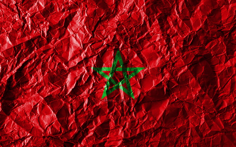 Moroccan flag crumpled paper, African countries, creative, Flag of Morocco, national symbols, Africa, Morocco 3D flag, Morocco, HD wallpaper