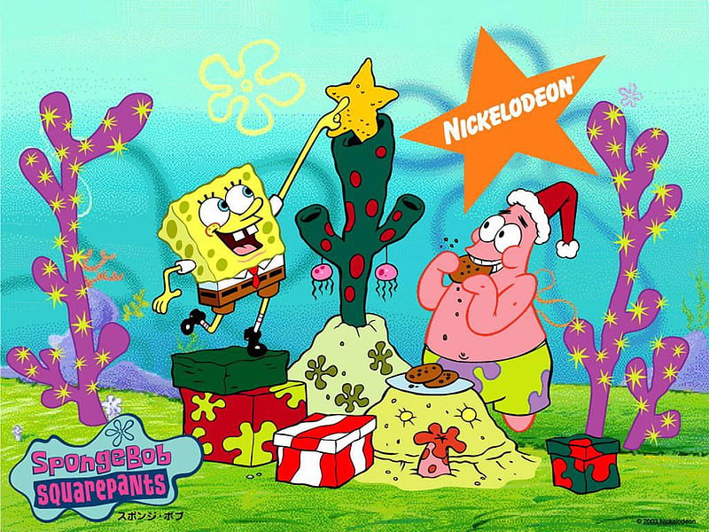 SPONGE BOBS CHRISTMAS, christmas, bob, cartoon, sponge, patrick, HD wallpaper
