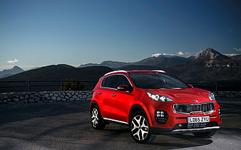 kia, sportage, crossover, 2016, kia sportage, red, HD wallpaper