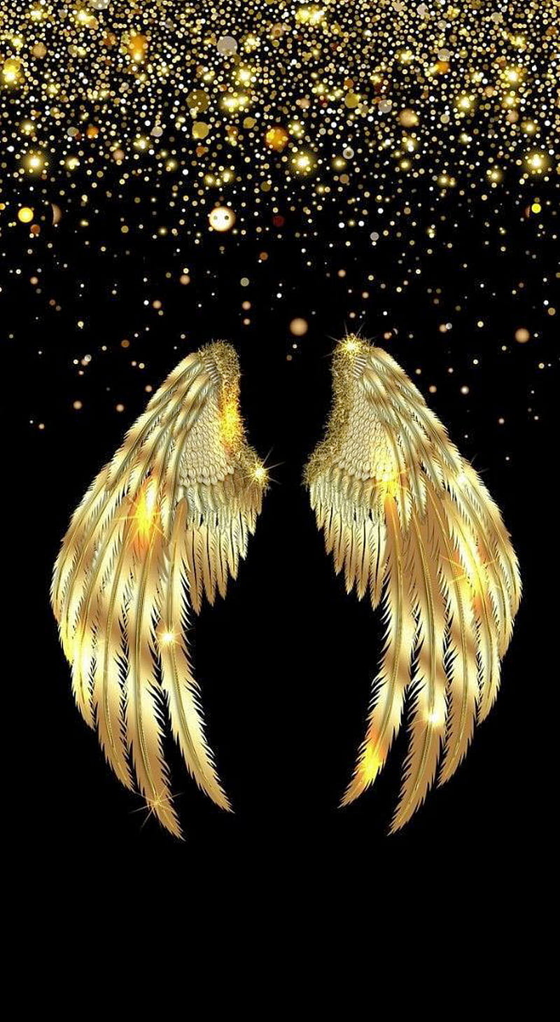 Gold Angel Wings, angels, christmas, remembering, HD phone wallpaper