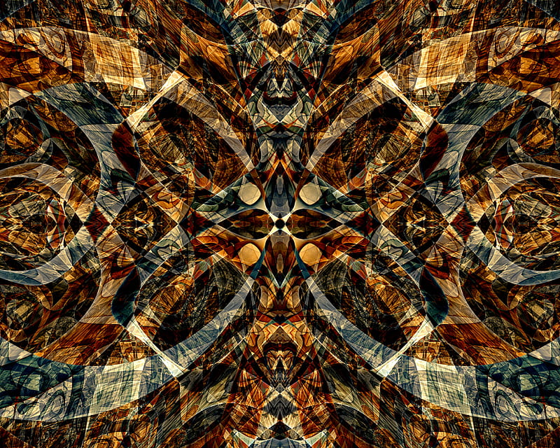 Africa N, african, art, blue, brown, fractal, mmmatus, spirit, symmetrical, HD wallpaper