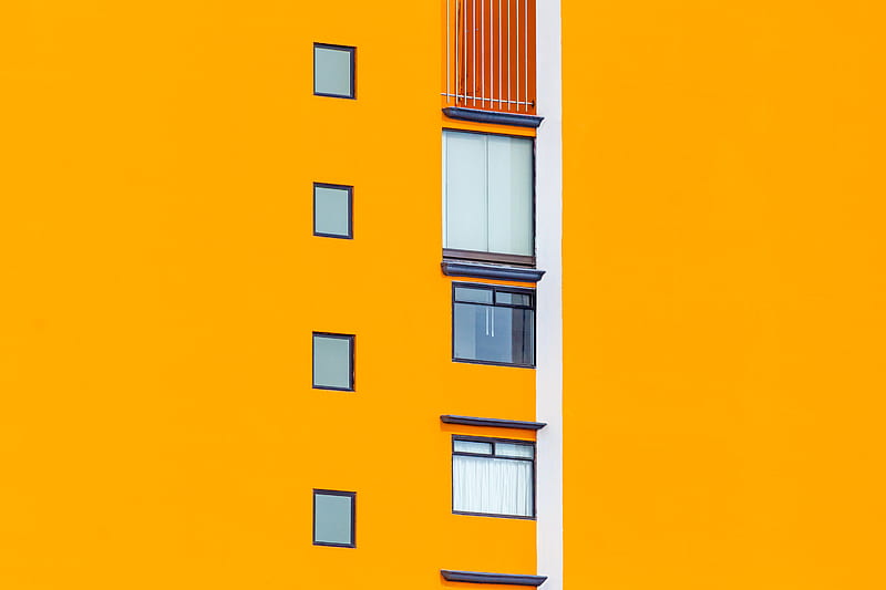 building, wall, windows, yellow, HD wallpaper