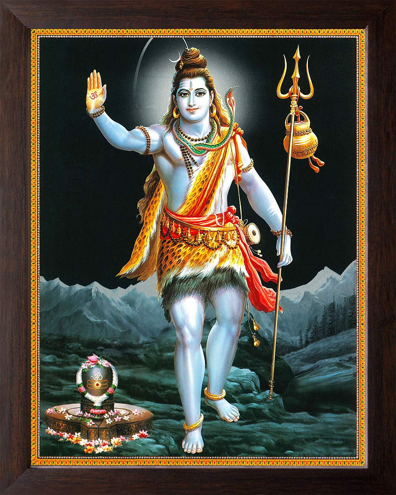 Art N Store Lord Shiva Sankar Ji With Shivling, Printed Religious ...
